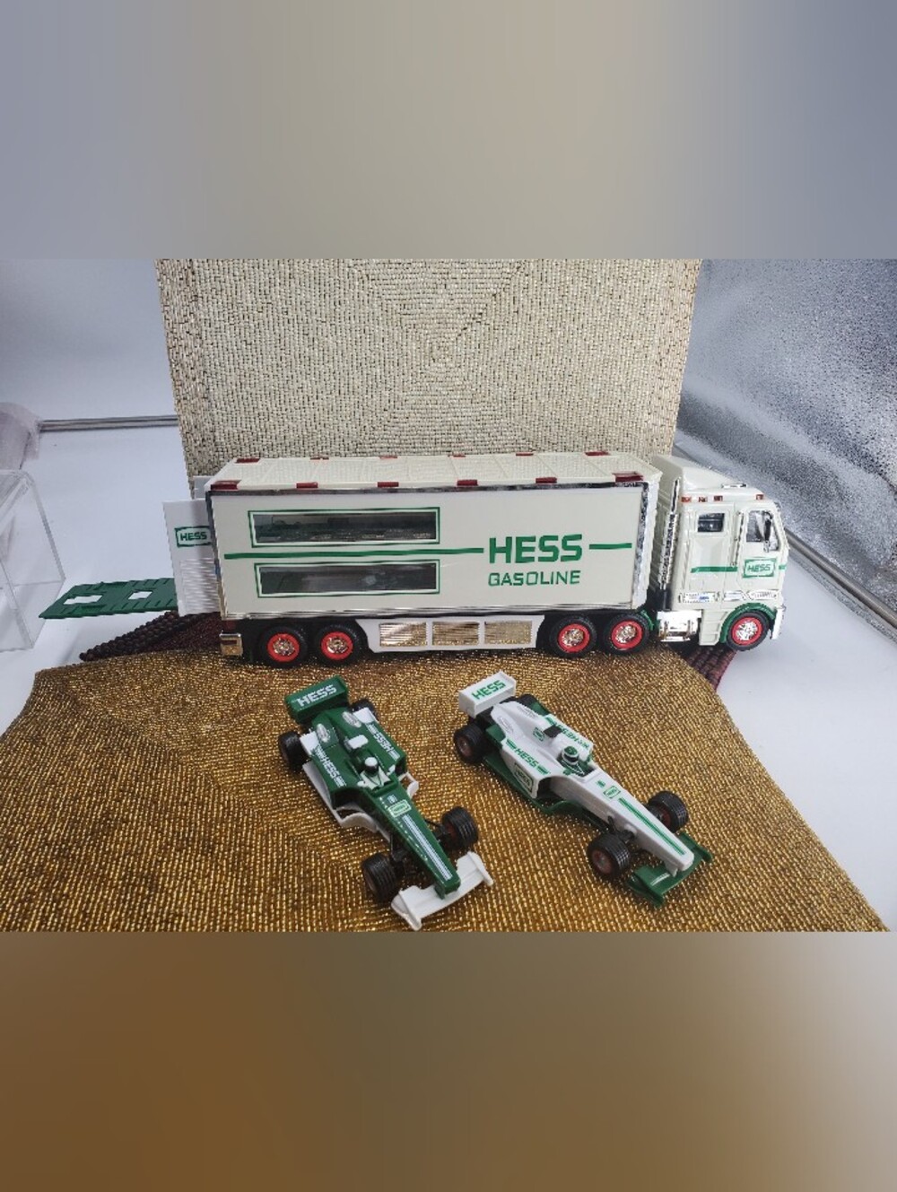 Vintage Hess 2003 Toy Truck And Race Cars (C20)
